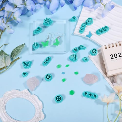 ORIGACH 18 Pcs Spring Polymer Clay Cutters Set - style: Floral & Leaf