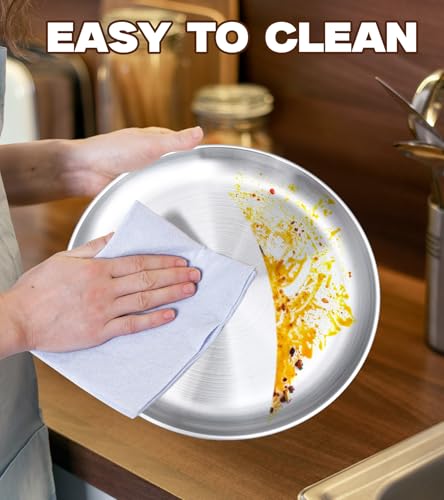 Yuiicaov Stainless Steel Pizza Pan 12 inch, Pizza Pan for Oven, Steel Pizza Tray, Thick Round Pizza Plate Pizza Baking Sheet, Easy Clean & Dishwasher Safe, Set of 1 - size: 12 inch