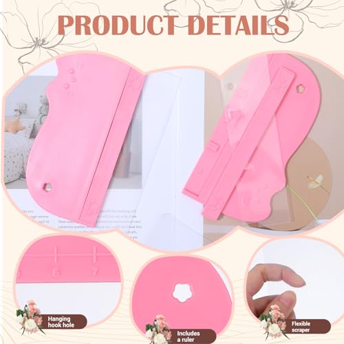 Ymapinc 7-Pack Cake Scraper Smoother with 5 Clear Scrapers - color: Pink