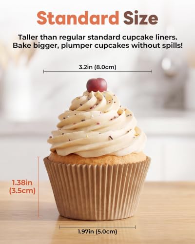 Bake Choice 200pcs Standard Cupcake Liners for Baking, Muffin Liners - color: Unbleached