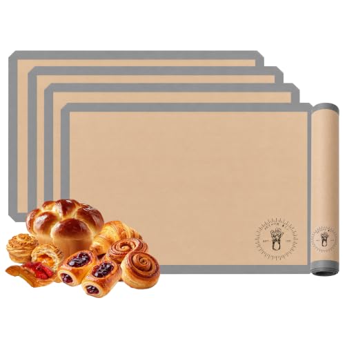Silicone Baking Mats - 1/2 Sheet Size Baking Sheet Liners, Pack of 4, Gray - color: Gray, size: Half Size Baking Mat Pack of 4