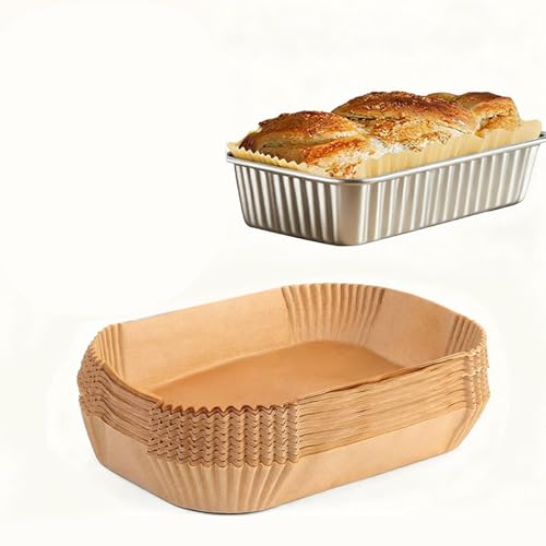 9x5 Inch Loaf Pan Parchment Paper Liners, Disposable Rectangle Bread Pan Liners, Non-Stick Precut Bread Baking Sheets for Baking Toast Sourdough Cakes Banana Bread (Brown, 100 Pcs)