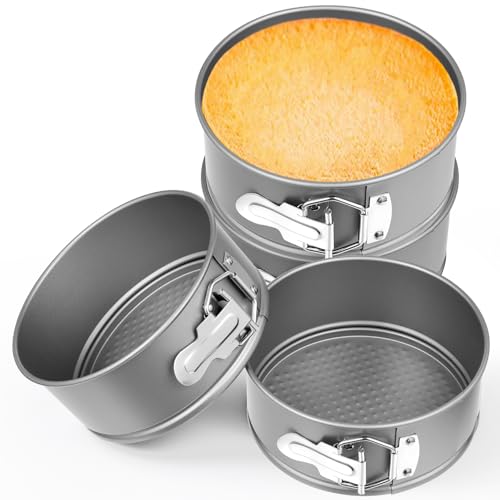 4 Pcs 6 Inch Nonstick Springform Cheesecake Pan with Removable Bottom Gray - color: Gray, size: 6 Inch