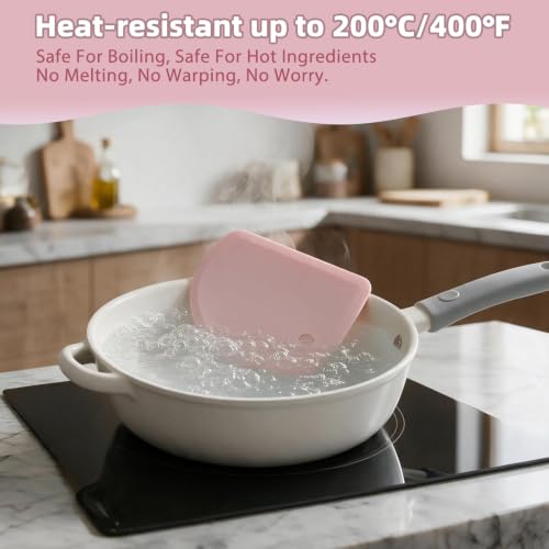 Flexible Dough Scraper with Metal Core: Silicone Bowl Scraper Bread Baking - color: Pink