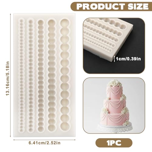 JJUNW Pearl Fondant Molds, Hemisphere Silicone Cake Border Decoration Tool