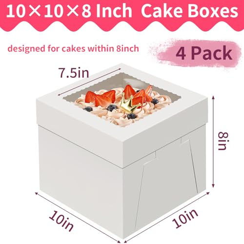 WINKIO Cake Boxes 10 inch, Cake Carrier Holder, Storage Transport Container - size: 10x10x8
