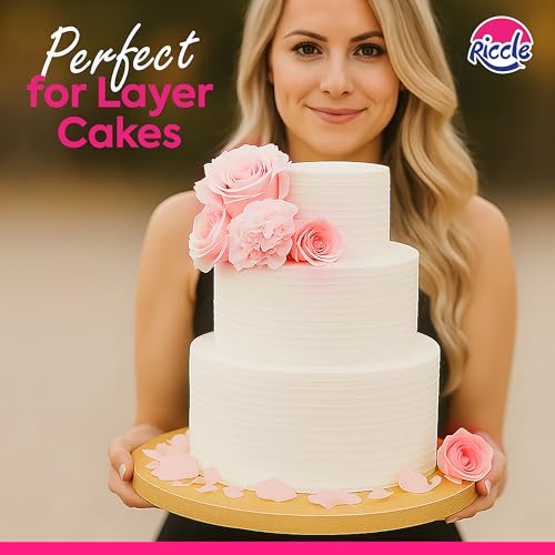 RICCLE Cake Boards - 12 Inch Cake Drum - Smooth-Edged Pack of 6 Cake Drums - Sturdy Cake Boards Round - Bend Resistant Multi-Layered Cake Base for Minimalist Displays (Gold) - color: Gold