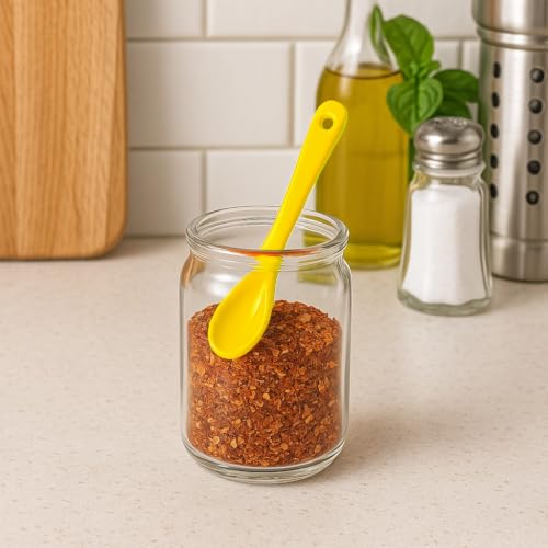 Mini Spoons for Spices, Ceramic Spoon 3.5 inch for Spice Jars, Espresso Spoons, Small Seasoning Spoon for Salt, Coffee, Sugar, Powder and Pepper (Yellow spoon A set of 4) - color: Yellow spoon A set of 4