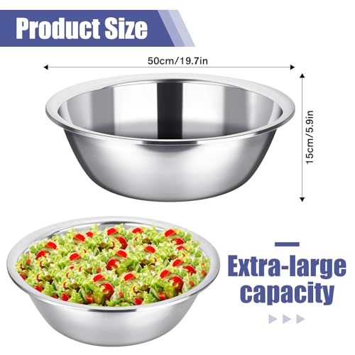 Nuogo 2 Pack Large Mixing Bowls 17 Quart Stainless Steel Flat Base