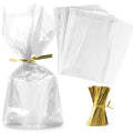 Zcintert Clear Cello Cellophane Treat Bags, 200 Pcs - 5" x 7"(2mils), Plastic Gift Bags for Candy, Party Favor, Cookies, Candies Packaging, with 4” Twist Ties - color: 200PCS - 5" x 7"