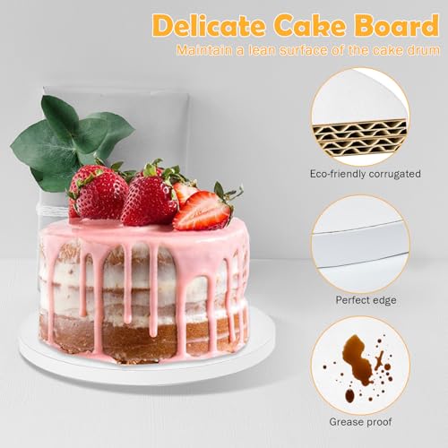12PCS 14 Inch Round Cake Drums, Thick Sturdy Cardboard Base, Food Grade Cake Boards, Ideal for Baking, Decorating, Wedding, Party, Gifting and Daily Use - size: 14 Inch