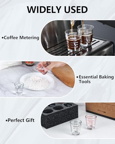 Shot Glass Measuring Cup Set, 6 Pack Espresso Shot Glasses (Red) - color: 6 Pack-Red