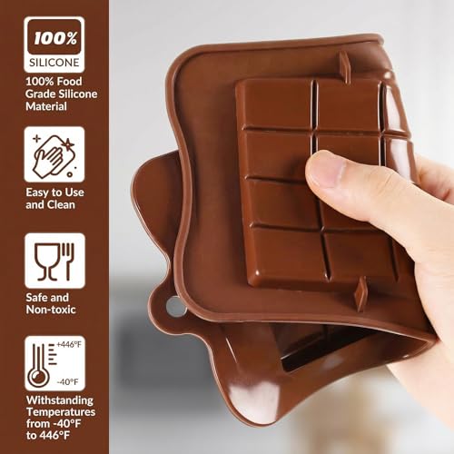 4 Pcs Break-Apart Chocolate Molds, Chocolate Bar Silicone Molds, Non-Stick Chocolates Bar Mold for Baking Chocolates, Candy, Protein Energy Bars - color: Rectangular Chocolate