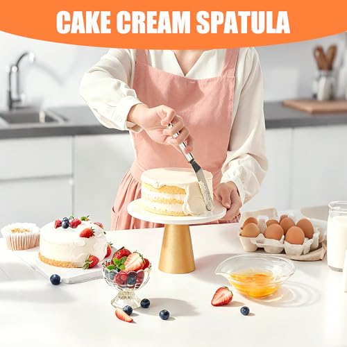 4 Pcs Angled Cake Icing Spatula Set, Stainless Steel Straight Off Spatulas