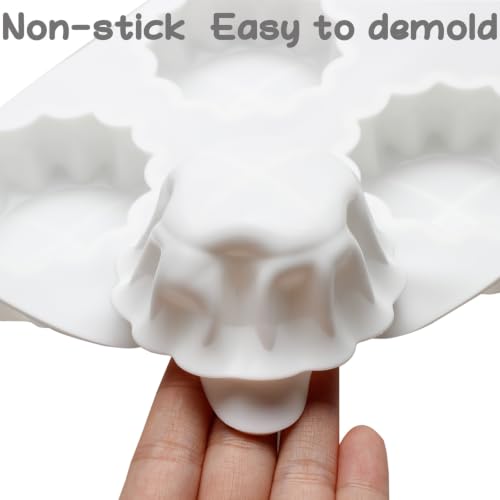 2PCS Egg Tart Silicone Mold, 6-Cavity Egg Tart Shaped Mousse Mold, White - color: White-XY054