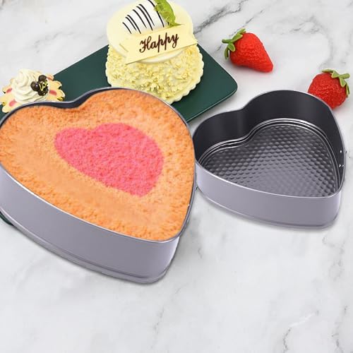 Heart Springform Pan Set, Not-Stick Cheesecake Pans with Removable Bottom