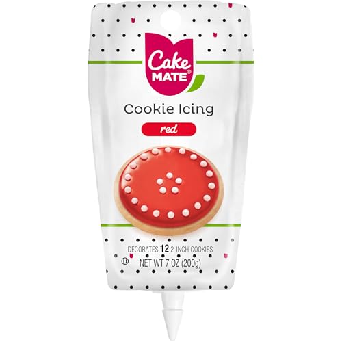 Cake Mate Red Cookie Icing, Fast-Drying Squeeze Pouch, 7 oz - color: Red