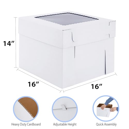 Tall Cake Boxes for Tier Cakes 16x16x14 Inch 3Pack