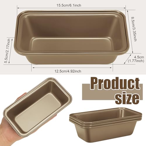 Uiifan 12 Pack Mini Loaf Pans, 6.1 x 3.3 x 2.1 in, Gold - color: Gold, size: 6*3.3*2inch