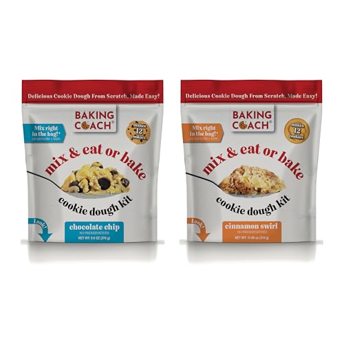Baking Coach 2 Pack Mix & Eat or Bake Cookies - Edible Cookie Dough Mix Kit - color: 2 Pack Chocolate Chip Cinnamon