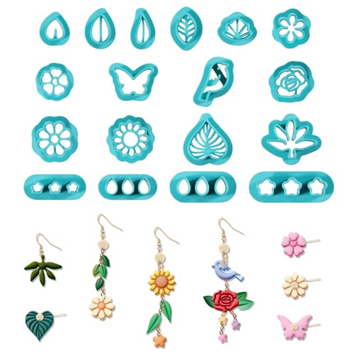 ORIGACH 18 Pcs Spring Polymer Clay Cutters Set - style: Floral & Leaf