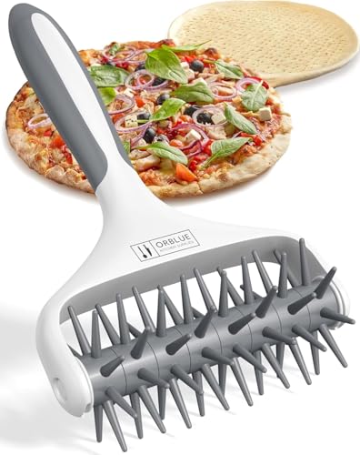 Orblue Pizza Dough Docker, Pastry Roller with Spikes, Pizza Docking Tool for Home & Commercial Kitchen - Pizza Making Accessories that Prevent Dough from Blistering Gray - color: Gray