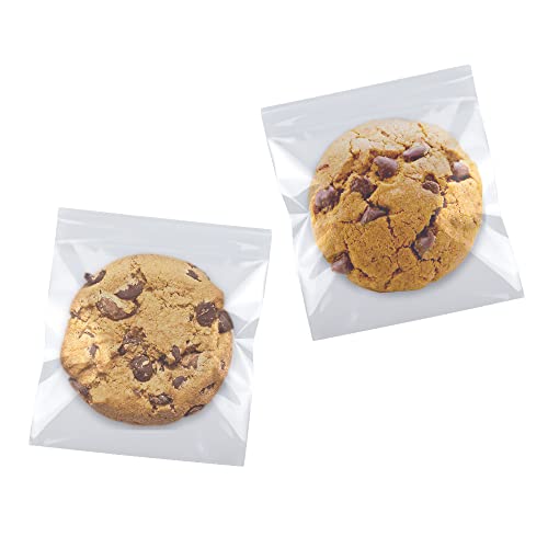 SUREHOME Cookie Bags Cellophane Clear Individual Treat for Cookies, 5x6 Inch Gift Giving Packaging, 100PCS Plastic Self Adhesive Wrappers Candy Bag - color: Clear 5"x6"