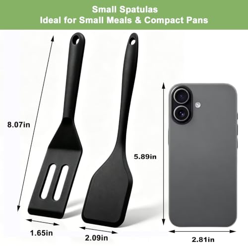 Small Silicone Spatula Set, Heat Resistant Mini Spatula for Serving - color: Black
