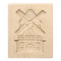 HARFINGTON Wooden Cookie Mould 3.94" x 3.15" Windmill Carved Baking Cookie Tool Biscuit Press Stamp - style: Windmill