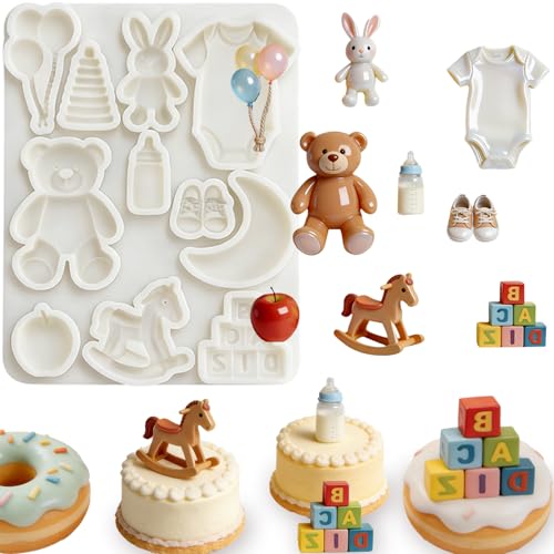 Bear Bunny Silicone Mold for Fondant Cupcake Toppers Dessert Candy - color: Bear Silicone Molds