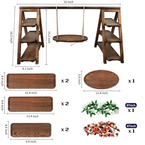 Wooden 3 Tier Cupcake Stand with Swing & Flower