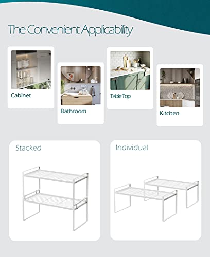 Shantton Cabinet Shelf Organizer, Pantry Shelf Rack, White 16x8.3x7.3 - color: White, size: L16" W8.3" H7.3"