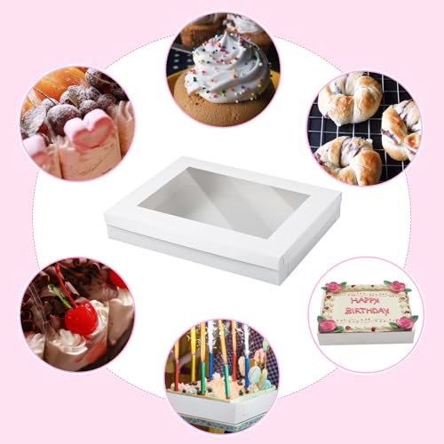 5 Set Full Sheet Cake Boxes with Cake Boards Window Pink Ribbon - color: Pink