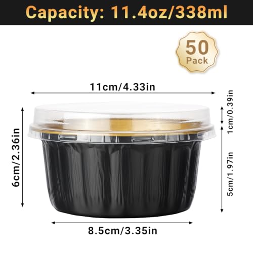 Beasea 11.4oz Disposable Baking Cups with Lids, 50 Pack, Black Gold - color: Black/Gold, size: 11.4oz 50pcs