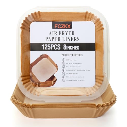 Air Fryer Paper Liners 125Pcs 8-inch Non stick and oil resistant square lined air fryer parchment paper easy to clean, durable, food grade - suitable for air fryers, ovens and microwaves (Square) - size: 8"Square