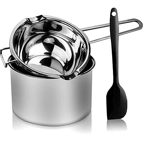 1000ML Double Boiler Pot with 2200ML Stainless Steel Pot,Silicone Spatula - size: 2200 ML+1000ML Multicolor