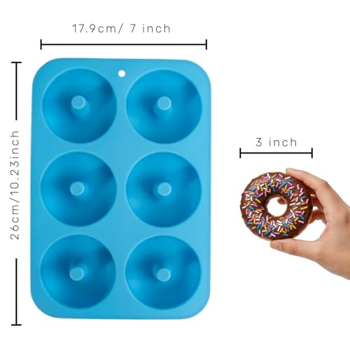 Aichoof Non-Stick Silicone Donut Pan Set of 2, BPA-Free, Easy Release(Blue) - color: Blue, size: 2 pieces