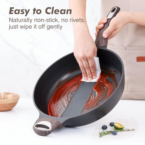 SENSARTE Nonstick Frying Pan Skillet with Lid, 12 Inch Large Deep Frying Pan, 5 Qt Non Stick Saute Pan with Cover, Induction Pan, Healthy Non Toxic Cooking Pan with Helper Handle, PFOA PFOS Free - color: Classic Black, size: 5QT / 12IN