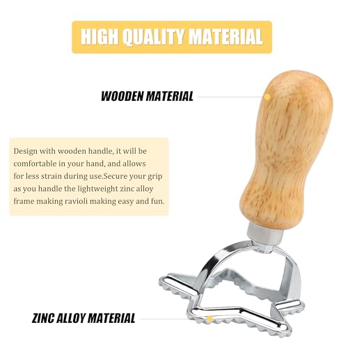 Star Cookie Stamp Cutter, Wood Handle Fluted Edge Ravioli Press - color: Star Shaped