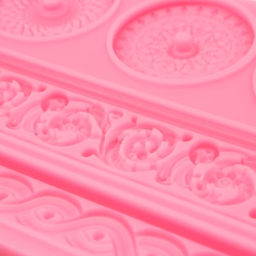 Baroque Style Cake Border Silicone Mold - color: pink(M16)
