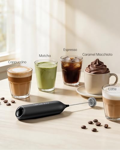 CIRCLE JOY Electric Rechargeable Milk Frother with Stand, Black - color: Stand Black Pro