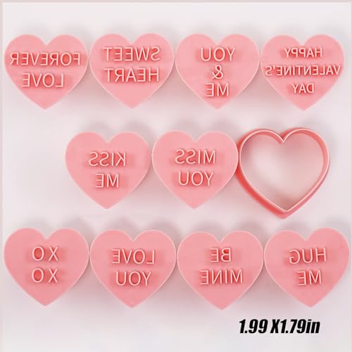 Heart Cookie Cutter Set, 10 Pcs 3D Pressable Biscuit Cutter and Stamps, Valentine's Day Cookie Molds Wedding Party DIY Cake Decorating Kit (B10) - color: B10