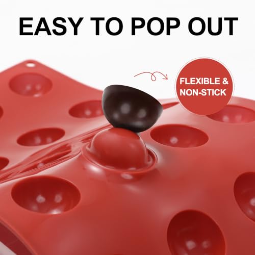 Semi Sphere Silicone Molds, 24-Cavity Non-Stick Chocolate Molds - color: 1" Semi Sphere 2 Pcs