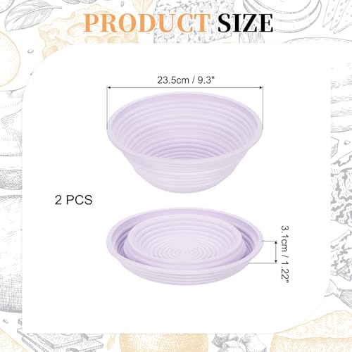 uxcell 2Pcs Silicone Bread Proofing Basket 9.3" Round Sourdough Lavender - color: Lavender, size: 23.5 cm / 9.3 Inch