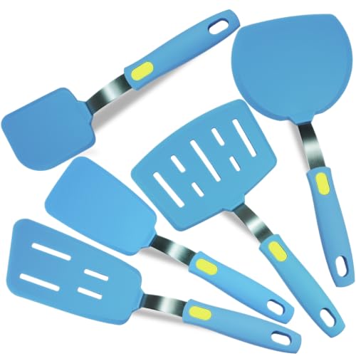 5-Pack Silicone Spatula Set Turner Spatulas (Light blue) - color: Light Blue