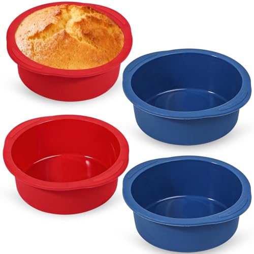 Webake 5 inch Cake Pan for Baking Nonstick Round Cake Pans, LFGB Platinum Silicon Air Fryer Baking Pan Set of 4 - size: 5 Inch