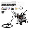 VEVOR Airbrush Kit, 1/6 HP, Air Brush Kit with Air Compressor, 3 Dual-Action Professional Airbrushes with 3 Tips, Hose, Acrylic Paint, Brush, Low Noise, for Cake Decorating, Model Painting, Nail Art - style: Airbrush Kit +24 Paints