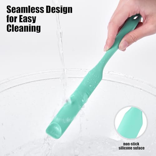Doosu Silicone Jar Scraper Spatula Long Handle for Peanut Butter (Aqua Sky) - color: Aqua Sky, size: 9.7in (jar spatula)