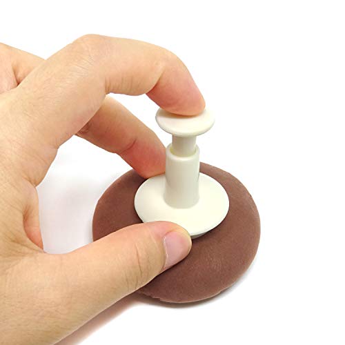 Honbay 4PCS Plastic Round Fondant Cookie Cake Plunger Cutters Molds Embossing Tools for Baking