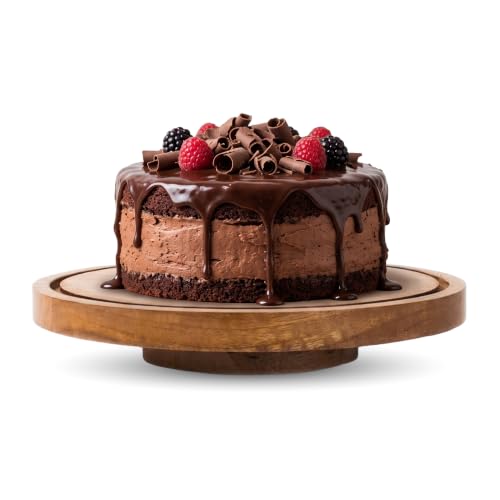 Mela Artisans Lazy Susan Mango Wood Cake Stand - Natural Finish, 12 in - color: Lazy Suzan Design